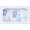 Trusou complet pentru botez de baieti, trusou brodat cu Coroana, lumanare cu Coroana, costum print si pantofiori, bleu, 14 piese, Recostore®, REC2661 - imagine 9