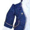 Trusou complet pentru botez de baieti, trusou brodat cu Coroana, lumanare cu print, costum print si pantofiori, bleumarin, 15 piese, Recostore®, REC2662 - imagine 3