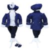Trusou complet pentru botez de baieti, trusou brodat cu Coroana, lumanare cu print, costum print si pantofiori, bleumarin, 15 piese, Recostore®, REC2662 - imagine 5