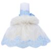Trusou complet pentru botez de baieti, trusou brodat cu coroana, lumanare cu tulle, costum print si pantofiori, bleu, 15 piese,  Recostore®, REC2664 - imagine 10