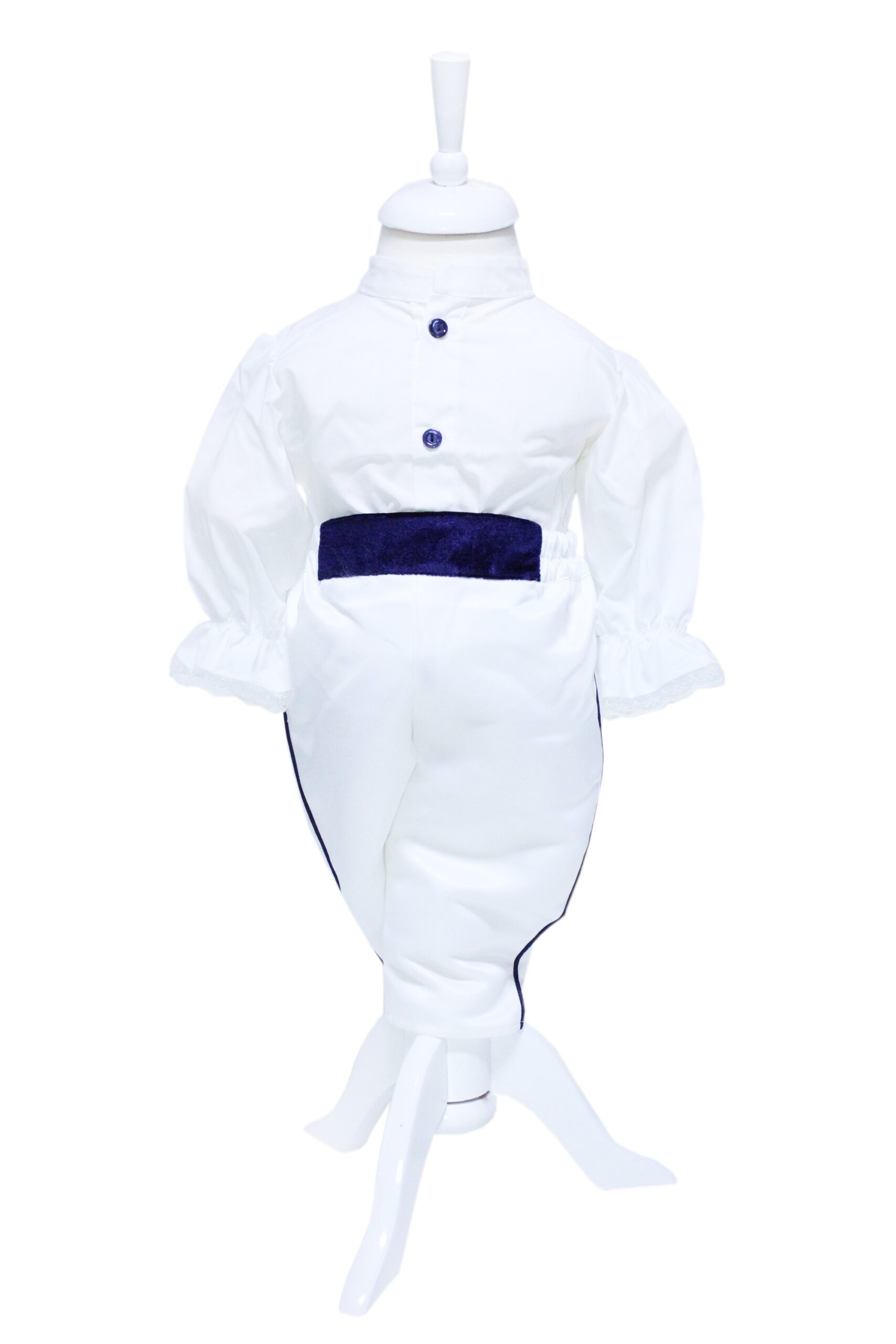 Trusou complet pentru botez de baieti, trusou brodat cu coroana, lumanare cu bebe print, costum print si pantofiori, bleumarin, 15 piese, Recostore®, REC2665 - imagine 6