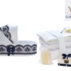Trusou complet pentru botez de baieti, trusou brodat cu coroana, lumanare cu bebe print, costum print si pantofiori, bleumarin, 15 piese, Recostore®, REC2665 - imagine 13