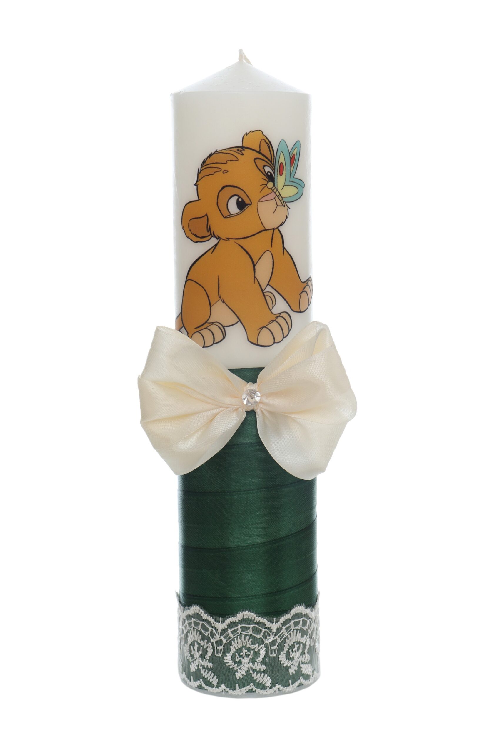 Trusou complet pentru botez de baieti personalizat cu Simba, Trusou brodat, lumanare, costum si pantofiori, verde, 15 piese, Recostore®, REC2668 - imagine 10