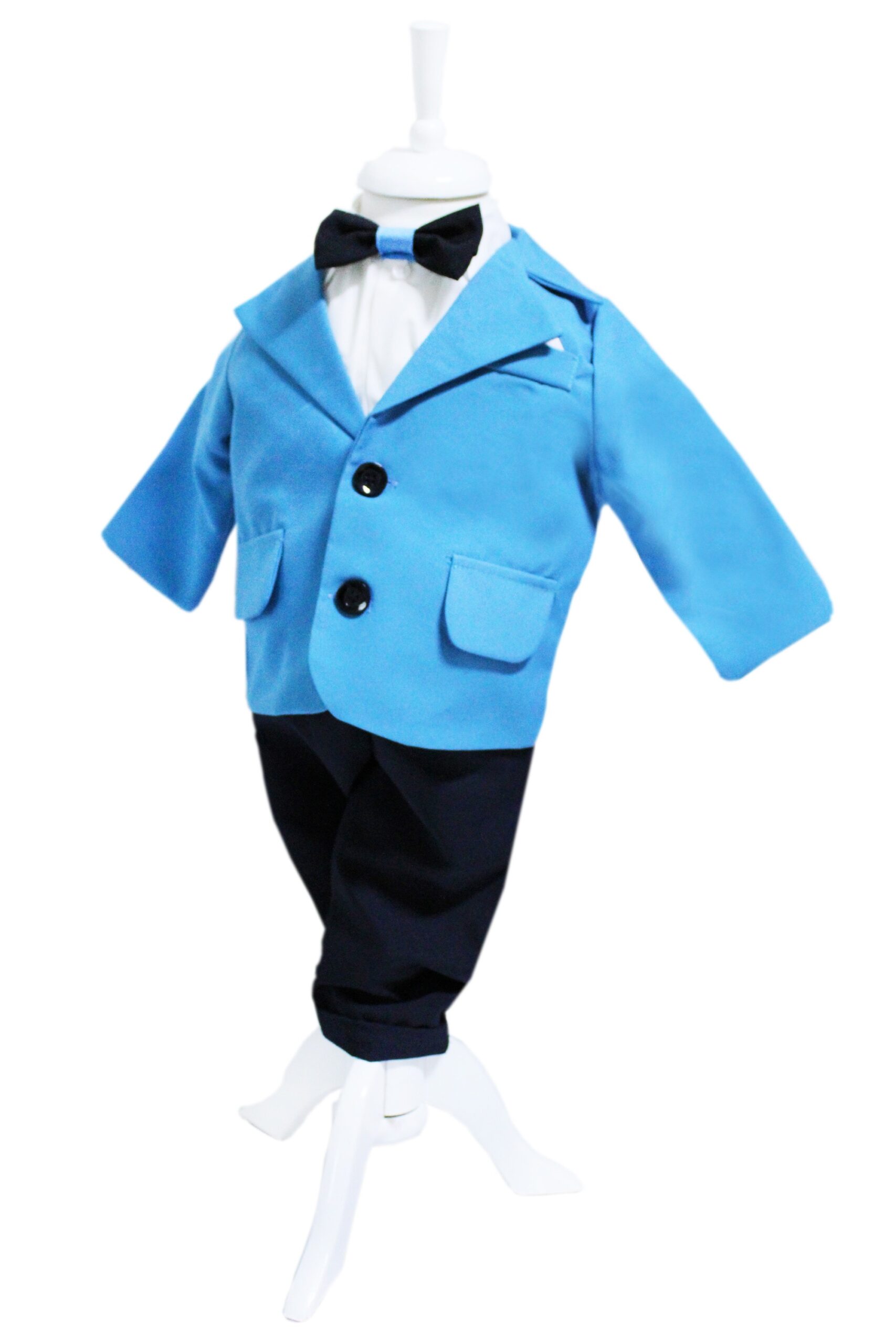 Trusou complet pentru botez de baieti personalizat cu Mickey Mouse, Trusou brodat, lumanare, costum si pantofiori, bleu-turcoaz, 15 piese, Recostore®, REC2670 - imagine 2