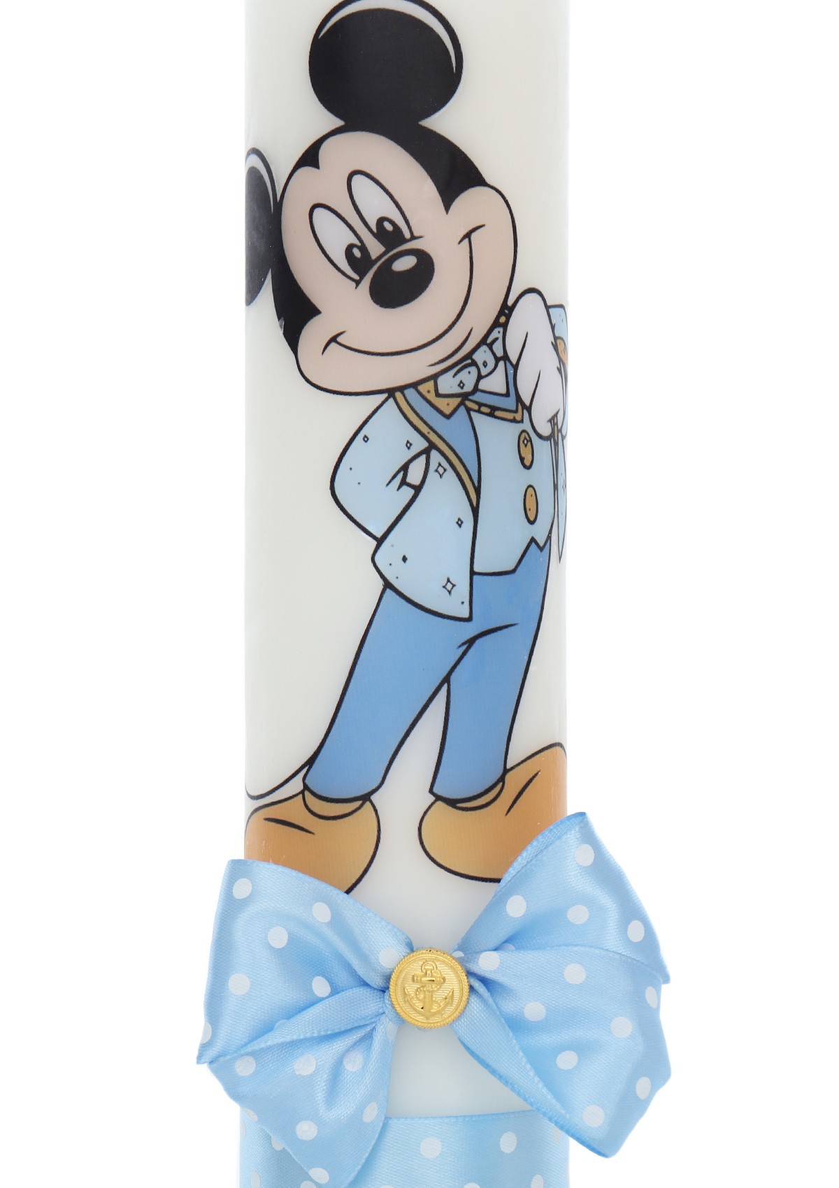 Trusou complet pentru botez de baieti personalizat cu Mickey Mouse, Trusou brodat, lumanare, costum si pantofiori, bleu-turcoaz, 15 piese, Recostore®, REC2670 - imagine 10