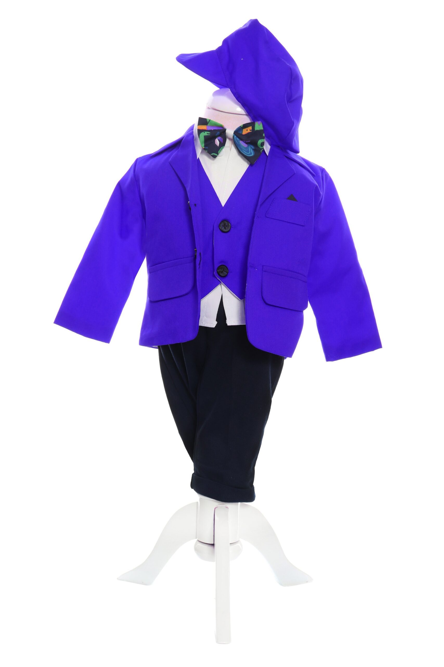 Trusou complet pentru botez de baieti personalizat cu Ursuletul aviator, trusou brodat, lumanare, costum si pantofiori, albastru electric, 15 piese, Recostore®, REC2673 - imagine 2