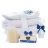 Trusou complet pentru botez de baieti personalizat cu Ursuletul aviator, trusou brodat, lumanare, costum si pantofiori, albastru electric, 15 piese, Recostore®, REC2673 - imagine 6
