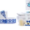 Trusou complet pentru botez de baieti personalizat cu Ursuletul aviator, trusou brodat, lumanare, costum si pantofiori, albastru electric, 15 piese, Recostore®, REC2673 - imagine 7