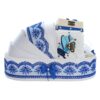 Trusou complet pentru botez de baieti personalizat cu Ursuletul aviator, trusou brodat, lumanare, costum si pantofiori, albastru electric, 15 piese, Recostore®, REC2673 - imagine 9