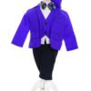 Trusou complet pentru botez de baieti, trusou simplu, lumanare cu "Radacini si aripi de la parinti" costum si pantofiori, albastru electric, 15 piese, Recostore®, REC2676 - imagine 4