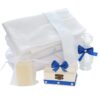 Trusou complet pentru botez de baieti, trusou simplu, lumanare cu "Radacini si aripi de la parinti" costum si pantofiori, albastru electric, 15 piese, Recostore®, REC2676 - imagine 6