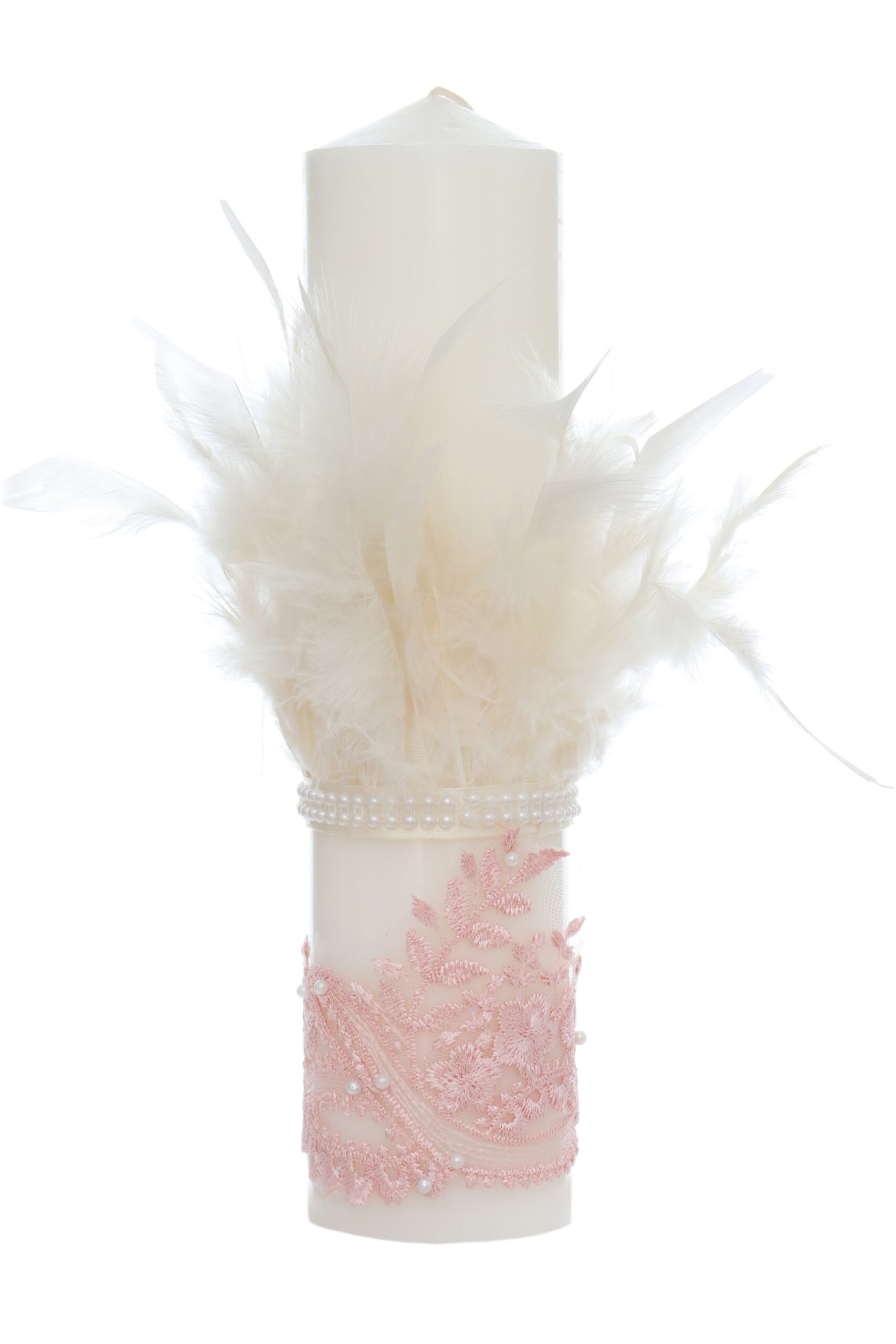 Trusou complet pentru botez de fete personalizat cu Lebada, trusou brodat, lumanare, rochita si pantofiori, roz pudrat, 12 piese, Recostore®, REC2678 - imagine 9
