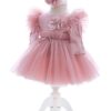 Trusou complet pentru botez de fete, trusou, lumanare, rochita cu bentita si pantofiori, roz pudrat, 12 piese, Recostore®, REC2683 - imagine 3
