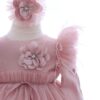 Trusou complet pentru botez de fete, trusou, lumanare, rochita cu bentita si pantofiori, roz pudrat, 12 piese, Recostore®, REC2683 - imagine 4
