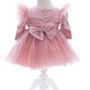 Trusou complet pentru botez de fete, trusou, lumanare, rochita cu bentita si pantofiori, roz pudrat, 12 piese, Recostore®, REC2683 - imagine 5