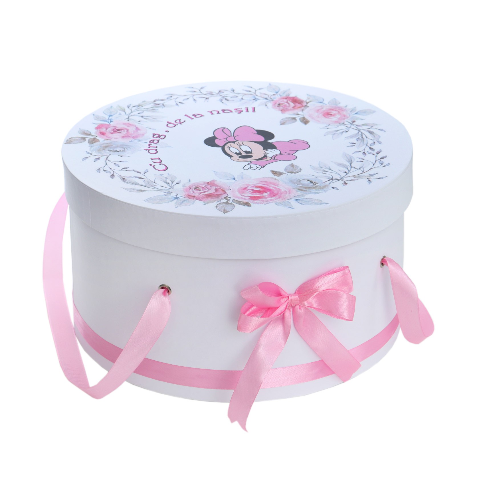 Trusou complet pentru botez de fete personalizat cu Minnie, trusou, lumanare, rochita si pantofiori, roz, 12 piese, Recostore®, REC2690 - imagine 9