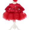 Trusou complet pentru botez de fete, trusou simplu, lumanare, rochita cu bentita si pantofiori, rosu, 12 piese, Recostore®, REC2691 - imagine 2