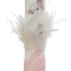 Trusou complet pentru botez de fete personalizat cu lebada, trusou, lumanare, rochita cu bentita si pantofiori, roz, 12 piese, Recostore®, REC2698 - imagine 8