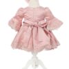 Trusou complet pentru botez de fete, trusou, lumanare, rochita cu maneci tip clopot si  pantofiori, roz pudrat, 12 piese,  Recostore®, REC2699 - imagine 4