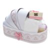 Trusou complet pentru botez de fete, trusou, lumanare, rochita cu maneci tip clopot si  pantofiori, roz pudrat, 12 piese,  Recostore®, REC2699 - imagine 9