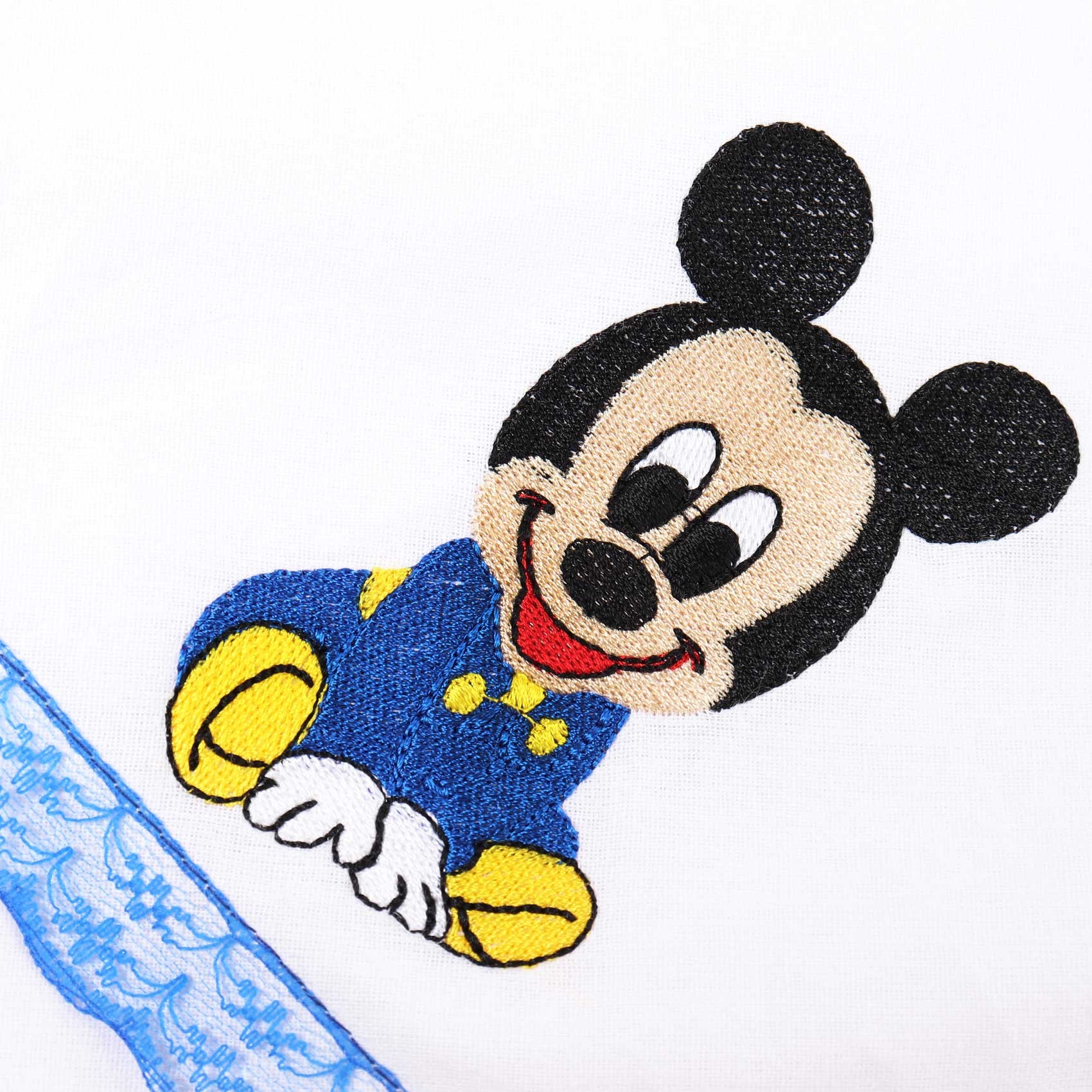 Trusou complet pentru botez de baieti personalizat cu Mickey Mouse, lumanare cu Mickey Mouse, costum si pantofiori, albastru electric, 15 piese, Recostore®, REC2701 - imagine 9
