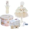 Trusou complet pentru botez de fete personalizat cu lebada, trusou brodat, lumanare,  rochita cu bentita si pantofiori, ivoire, 12 piese,  Recostore®, REC2702