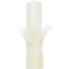 Trusou complet pentru botez de fete personalizat cu lebada, trusou brodat, lumanare, rochita cu bentita si pantofiori, ivoire, 12 piese, Recostore®, REC2702 - imagine 6