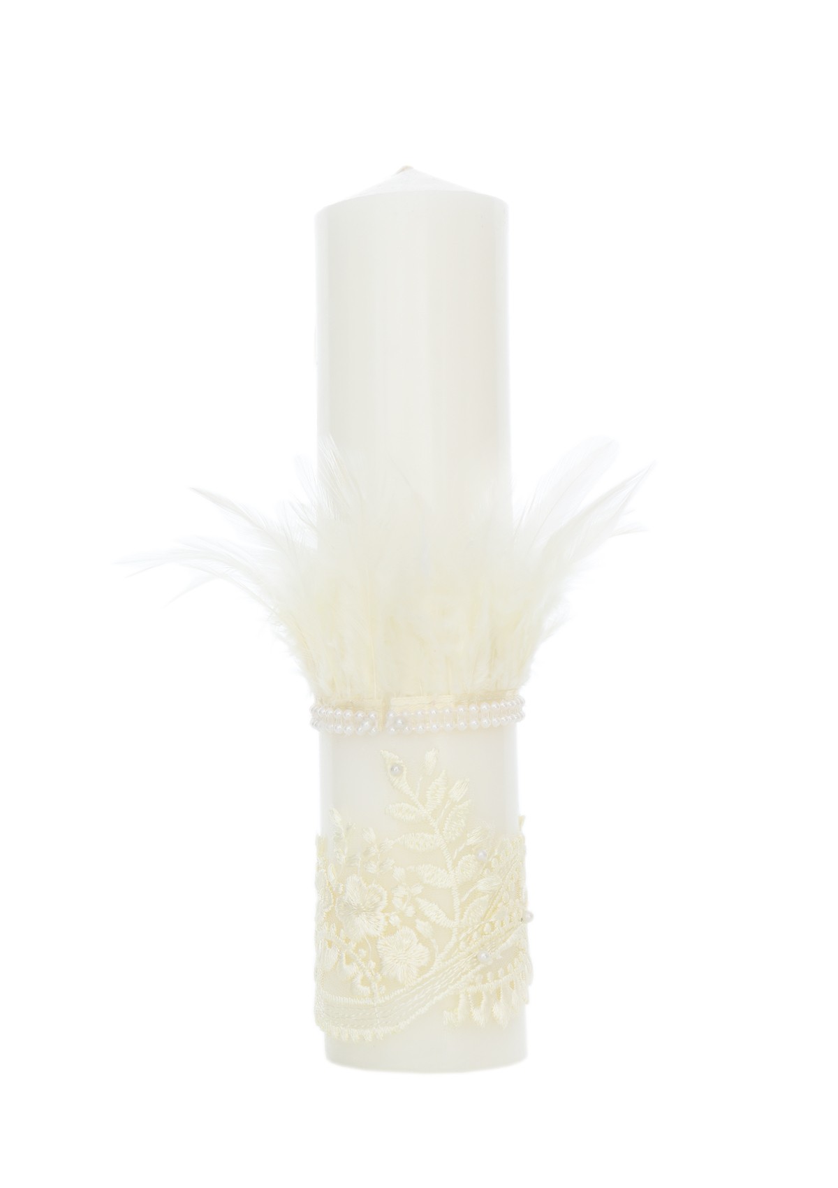 Trusou complet pentru botez de fete personalizat cu lebada, trusou brodat, lumanare, rochita cu bentita si pantofiori, ivoire, 12 piese, Recostore®, REC2702 - imagine 6