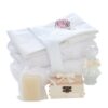 Trusou complet pentru botez de fete personalizat cu lebada, trusou brodat, lumanare, rochita cu bentita si pantofiori, ivoire, 12 piese, Recostore®, REC2702 - imagine 10