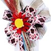 Lumanare traditionala pentru botez, cu spice de grau colorate si panglica cu motive traditionale, 40x7 cm, REC153