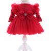 Trusou complet pentru botez de fete personalizat cu Minnie Mouse, trusou brodat, lumanare, rochita cu bentita si pantofiori, rosu, 12 piese,  Recostore®, REC2735 - imagine 4