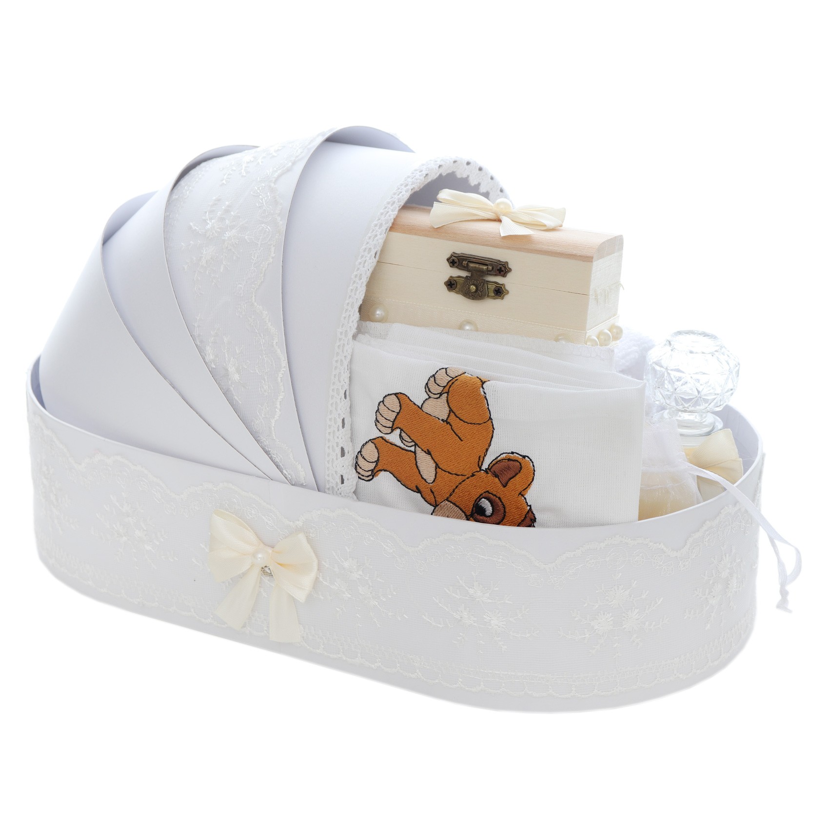 Trusou complet pentru botez de baieti personalizat cu Regele Leu, lumanare cu Leu, costum verde olive, 15 piese, Recostore®, REC2741 - imagine 8