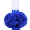 Lumanare albastru electric pentru botez, cu Mickey Mouse imprimat, tulle albastru electric si funda cu buline, 40x7 cm, REC131