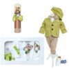 Trusou complet pentru botez de baieti personalizat cu ursulet, lumanare cu Ursulet, costum si pantofiori, Verde olive, 14 piese, Recostore®, REC2755