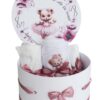 Trusou complet pentru botez de fete personalizat cu Ursulica, lumanare cu Ursulica, rochita cu trena,12 piese, roz pudrat, Recostore®, REC2760 - imagine 8