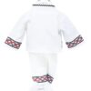 Costum popular pentru botez, alb cu motive traditionale rosii, 4 piese, camasa, brau, haina, pantaloni, pentru baieti, REC26 - imagine 3