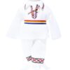Costum popular pentru botez, alb cu motive traditionale rosii, 4 piese, camasa, brau, haina, pantaloni, pentru baieti, REC26 - imagine 4