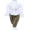 Costum de print, catifea bej, pentru botez, 5 piese, camasa, sacou, pantaloni, palarie, botosi, pentru baieti, REC35 - imagine 5