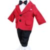 Costum rosu pentru botez, 5 piese, camasa, papion, pantaloni, sacou, bascuta pentru baieti, REC40 - imagine 2