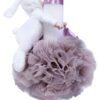 Lumanare roz pudrat pentru botez, cu iepuras alb, tulle roz pudrat si funda, 30x5 cm, REC98 - imagine 2