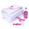 Trusou alb-roz cu Hello Kitty brodata, 7 piese, sticla mir, sapun, panza mir, fasa, prosop cu capison, prosop preot, paturica bebe, REC226 - imagine 3