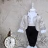 Costum Micul Print, crem-negru, pentru botez, 4 piese, camasa, sacou, pantaloni, palarie, pentru baieti, REC1155 - imagine 6