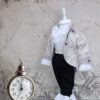 Costum Micul Print, crem-negru, pentru botez, 4 piese, camasa, sacou, pantaloni, palarie, pentru baieti, REC1155 - imagine 7