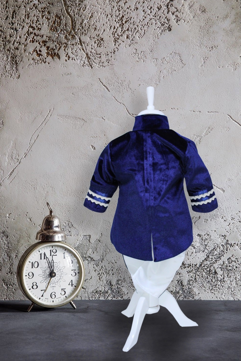 Costum Micul Print, bleumarin-alb, pentru botez, 4 piese, camasa, sacou, pantaloni, palarie, pentru baieti, REC1152 - imagine 8