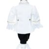 Costum de print, brocart, alb-bleumarin, pentru botez, 5 piese, camasa, sacou, pantaloni, palarie, botosi, pentru baieti REC1126 - imagine 3