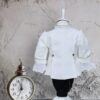 Costum de print, brocart, alb-bleumarin, pentru botez, 5 piese, camasa, sacou, pantaloni, palarie, botosi, pentru baieti REC1126 - imagine 8