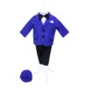 Set complet pentru botez, costum, lumanare si trusou brodat cu Mickey Mouse si cu mesajul, 13 piese, alb-albastru electric, REC393 - imagine 3