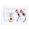 Set complet pentru botez, costum traditional pentru fete, lumanare cu spice de grau si aplicatii traditionale, trusou cu tarancuta brodata, 13 piese, alb-traditional-rosu, REC403 - imagine 6