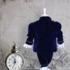 Costum bleumarin din catifea, Micul Print, pentru botez, 5 piese, camasa, sacou, pantaloni, palarie, botosi, pentru baieti, REC844 - imagine 8