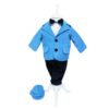 Set complet pentru botez, lumanare bleu cu ursuleti atasati, costum turcoaz, trusou bleu tip landou cu mesajul "Azi m-am crestinat" si pantofiori, 13 piese, REC889 - imagine 8